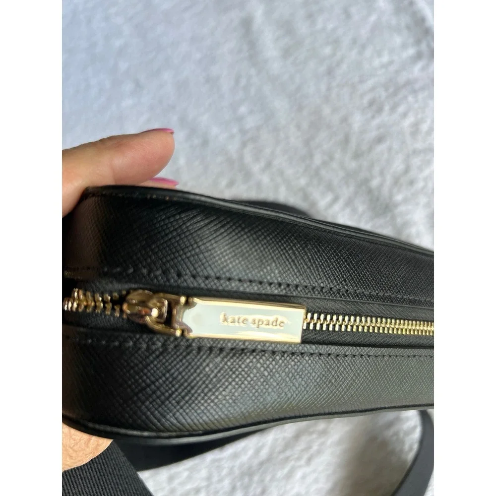 Kate Spade Madison Gingham Mini Camera Bag Designer Crossbody Black White Check